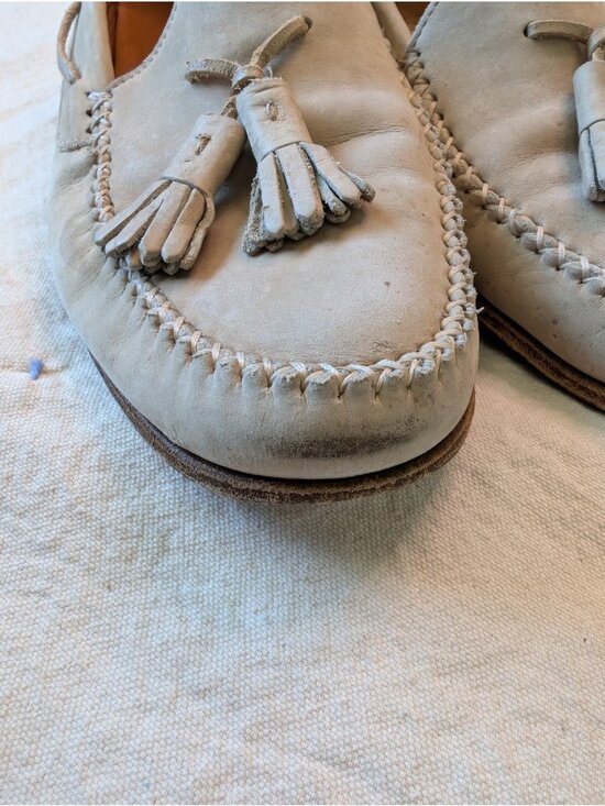 Ferragamo Vintage Men\'s Faded Taupe Moccasin Tassel Loafer Made in Italy Size 8D main image 10